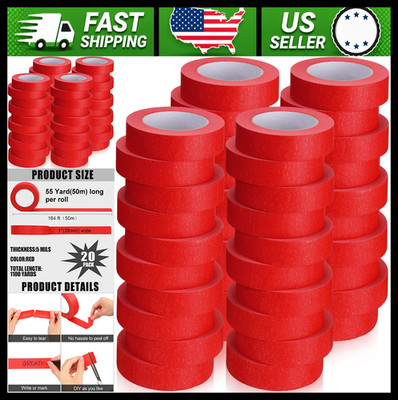 Fainne Red Painters Masking Tape 20 Rolls 1 Inch x 55 Yards Multi Surface