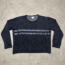 Sundry Black Snakeskin Print Stripe Soft Sweatshirt Womens Large 3 Relaxed Fit