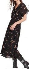Madewell Georgette V-Neck Midi Dress black 'Freesia Floral' print, Size S