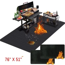 1/2xLarge Under Grill Mat 76"x51" Heavy-Duty BBQ Mat for Deck & Patio Protection