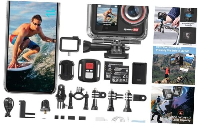 Action Camera Speed 60 4K60FPS 48MP WiFi with Black Speed60 without Memory Card-image