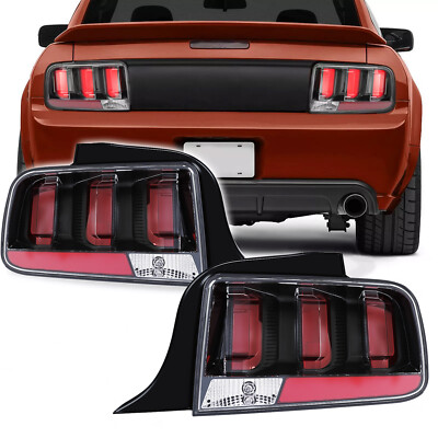 For 2005-2009 Ford Mustang LED Tube Rear Tail Lights Brake Lamps Clear Lens Pair