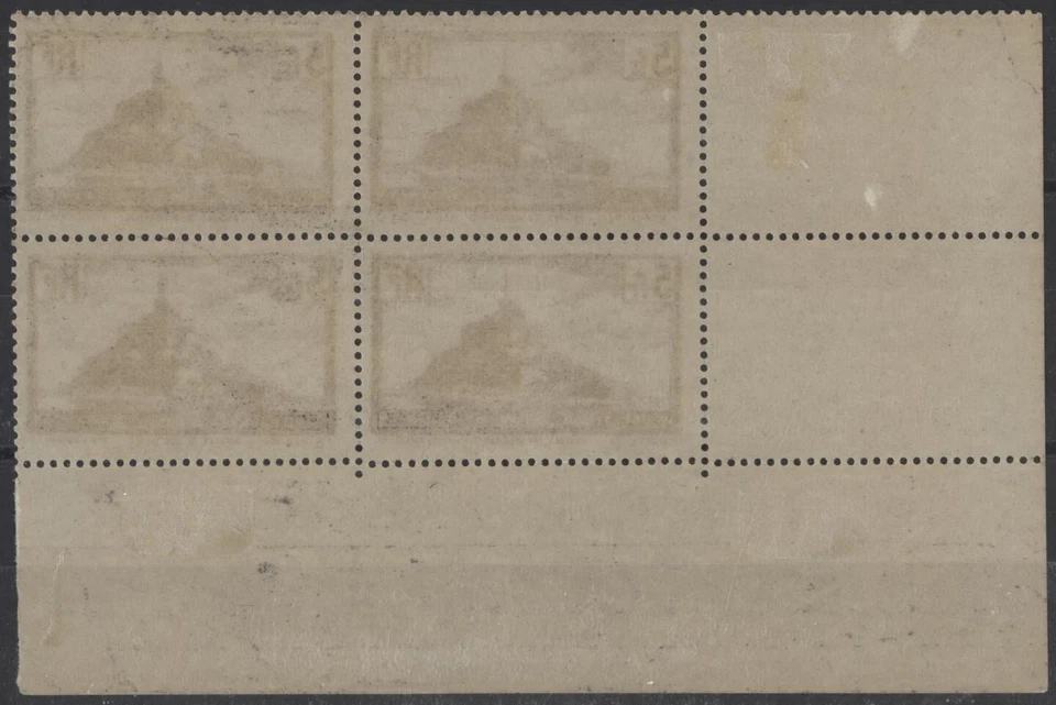 France 1929 Mont St Michel 5F Type II Corner Block of 4, mint MNH - Image 2 of 2
