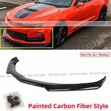 For Camaro SS LT LS 2016-24 Front Bumper Lip Spoiler Splitter Carbon Fiber Style