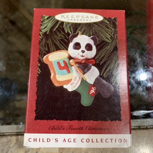 Hallmark Child's Fourth 4th Christmas Panda Bear 1996 Ken Crow Keepsake Ornament - Picture 1 of 5