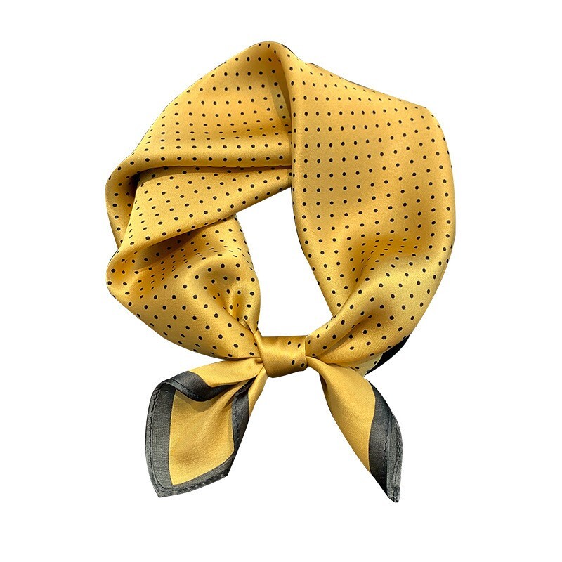 100% Mulberry Silk Small Scarf Women Neckerchief Wrap Yellow Dolka