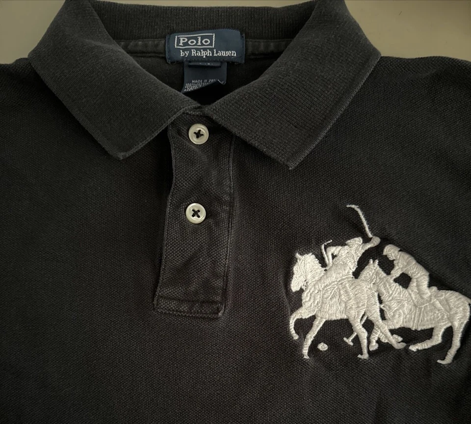 Vintage Polo Ralph Lauren Boys Shirt Boys 8 Black Long Sleeve Double Big Pony - Image 4 of 4