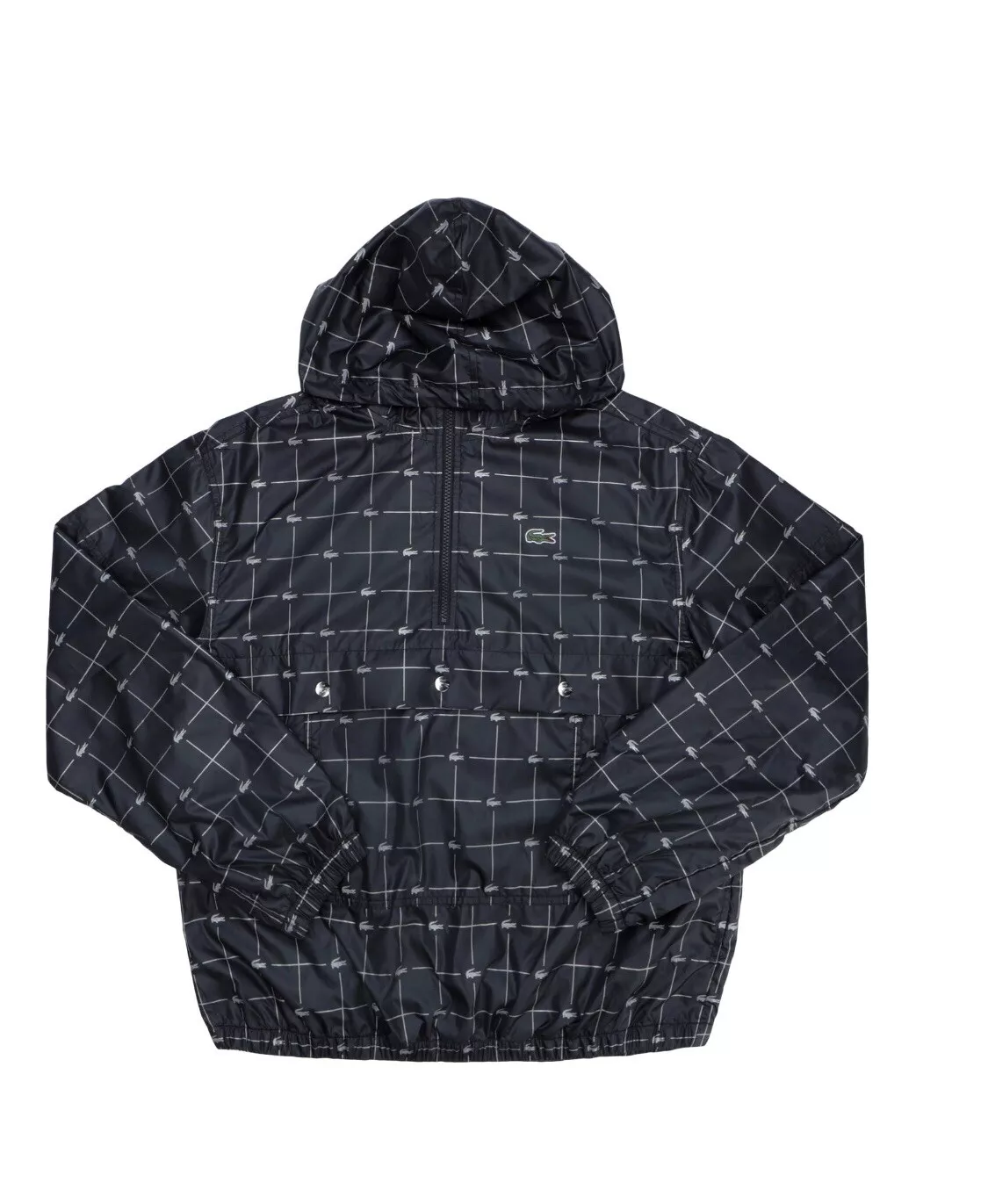 GRILLE RÉFLÉCHISSANTE SUPREME X LACOSTE NYLON ANORAK SS18 FLAMBANT NEUF   NOIR   GRAND