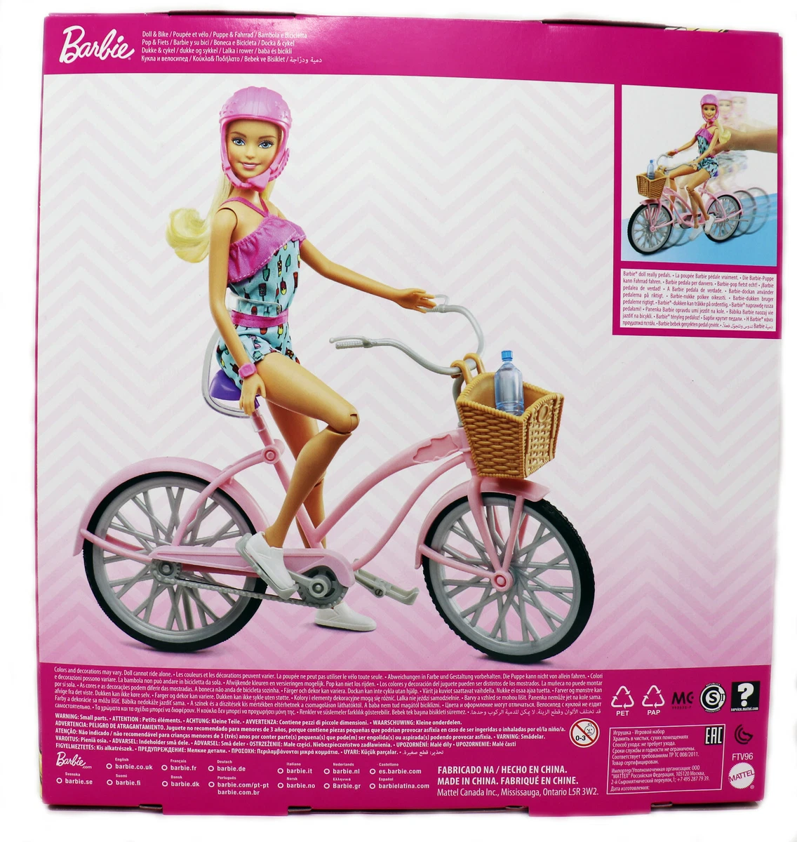 Barbie Real Boneca e Bicicleta - FTV96 - Mattel –