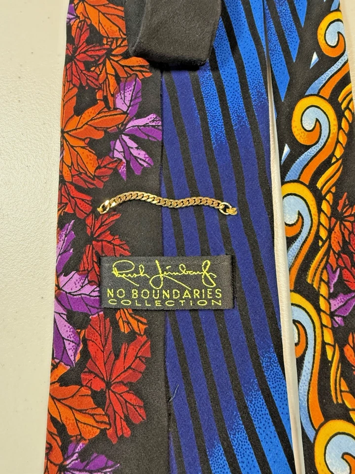 Винтажная коллекция Rush Limbaugh без границ осенние листья и полосы 100% шелк - Изображение 2 из 4