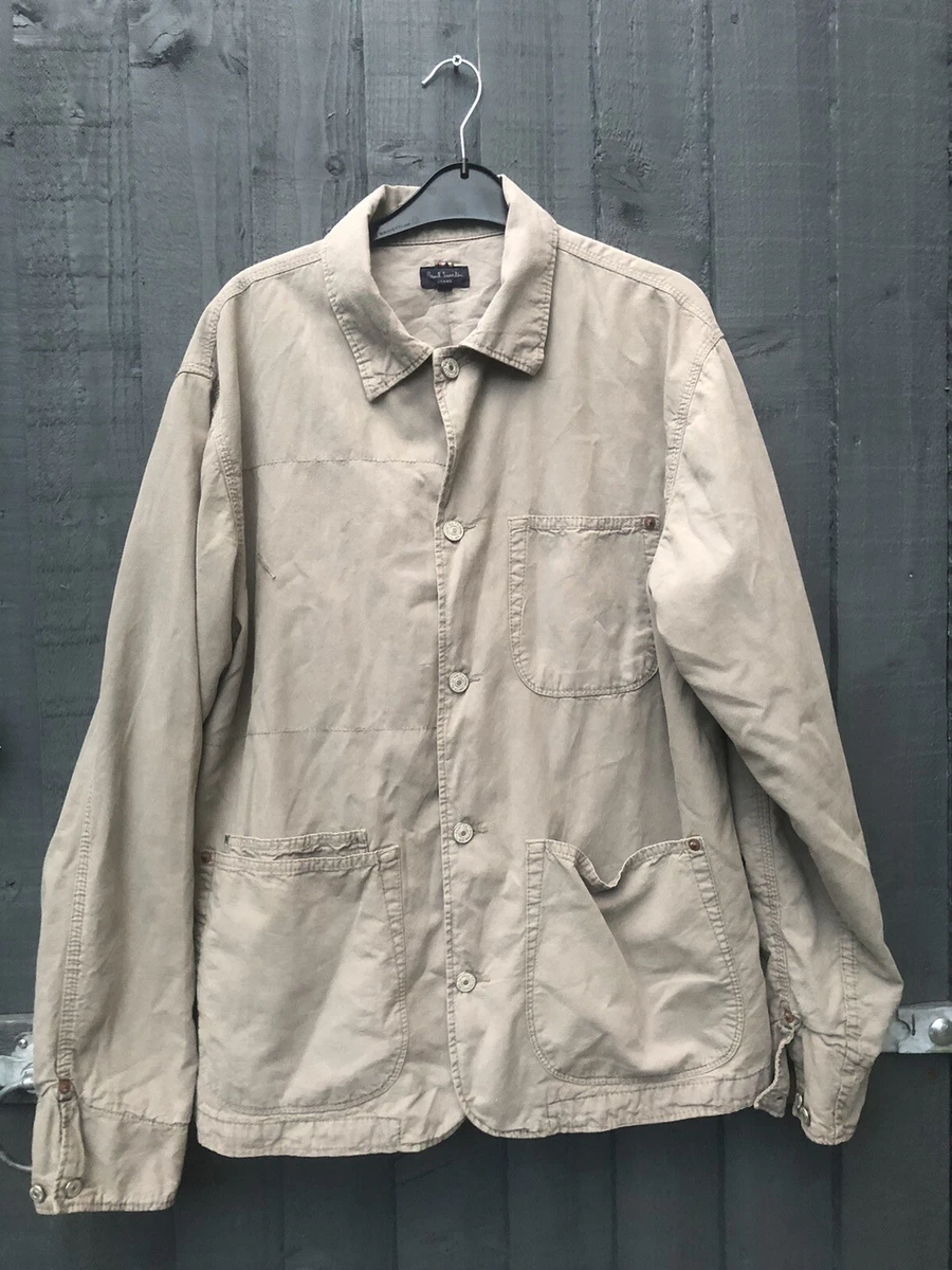 Paul Smith Men s Heavy Cotton Chore Utility Shirt Jacket Beige Size Large VGC