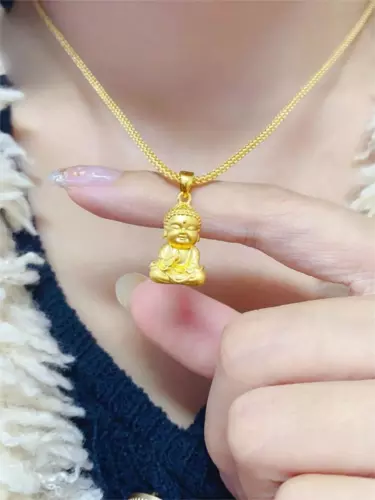 Reines 24K Gelbgold 999 Segen 3D Buddha Anhänger Herren Damen Charm Schmuck 1g - Bild 5 von 12