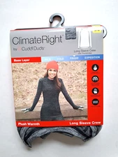 Climate Right Cuddl Duds Large Grey Long Sleeve Crew Frigid Shirt Base Layer