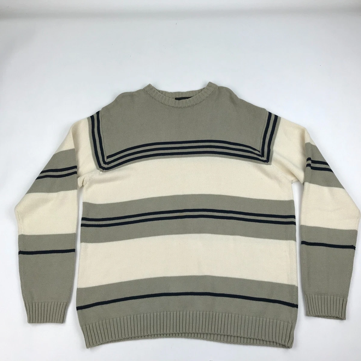 Bill Blass Men Colorblock Striped Knit Crewneck Long Sleeve Sweater sz XL