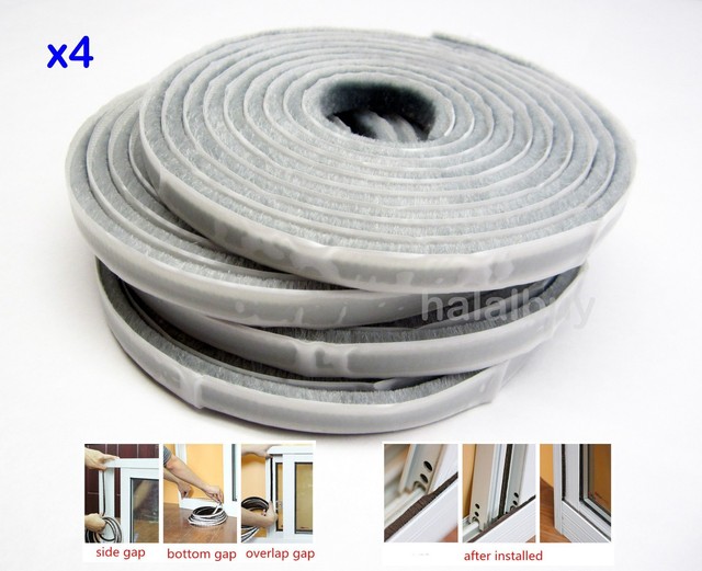 4x self adhesive home window door seal Insulation brush pile Weather