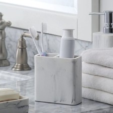 Better Homes  Gardens Faux Marble Toothbrush Holder, White