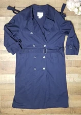 Speigel Trench Coat Womens size 10 Petite Navy Blue long belt