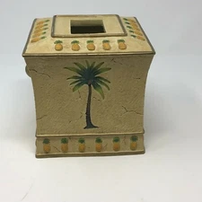 Royal Palm Tree & Pineapple Square Resin Tissue Box Cover 