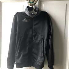 Youth Adidas size XS Side stripe athletic zip up jacket Black  Gray Boys Girls