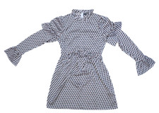 Missguided Multicolor Geometric Print Long Sleeve Frill Mini Dress Womens 4