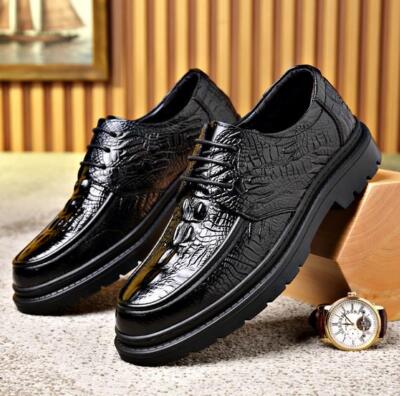 Men's Crocodile Print Shoes Slip On Casual Business Formal Round