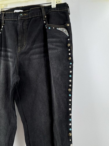 NUEVO CON ETIQUETAS DG2 Gilman 2 piezas conjunto de mezclilla oscura pantalones vaquera occidental con tachuelas chaqueta 16WP 1x - Imagen 13 de 23