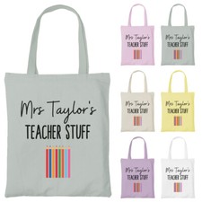 Personalised Teacher Stuff Tote Bag Custom Any Name Thank You Leaving Gift TY3