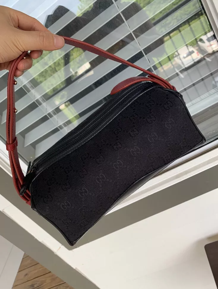 Unused Gucci GG MicroGuccissima canvas leather box pouch with