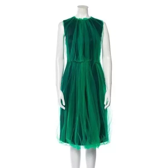 $4500 ABITO MIDI PRADA RUNWAY TULLE NEOPRENE TAGLIA 42 IT 6 US $3998
