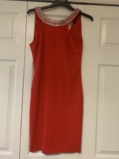Tfnc Red Dress Bodycon Sequin Detail Size M MIDI