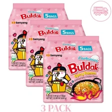 Samyang Spicy Chicken Noodle Carbonara Flavor Ramen, 4.58 oz, 5 Serving (3 Pack)