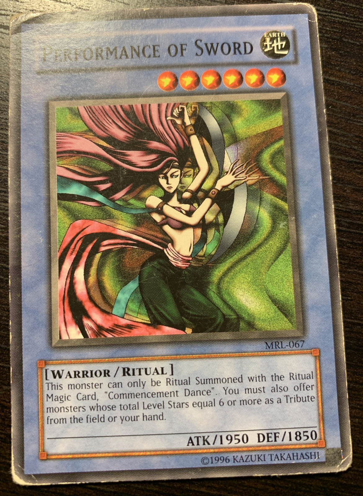 1996 Yugioh Performance Of Sword Warrior/Ritual Earth Trading Card | eBay