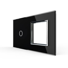 Livolo Nur Glasblende 2 Fach Schwarz / Chrom Touch Lichtschalter + Steckdose