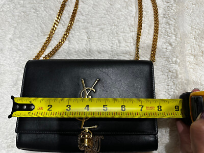 YSL KATE Gold CHAIN BAG WITH TASSEL IN Black LEATHER Saint Laurent