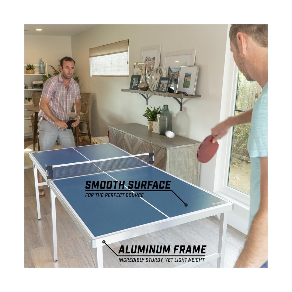 GoSports MidSize Table Tennis Game Set Indoor/Outdoor Portable Table