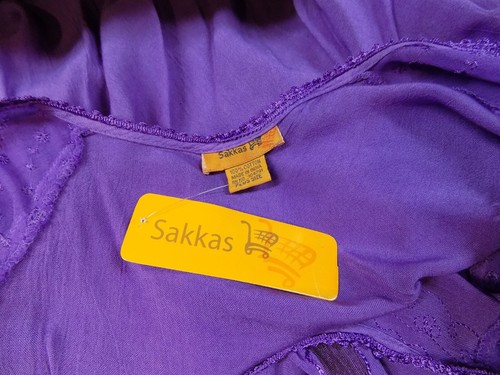 Sakkas Tunic Top One Size Plus Boho Embroidered Short Sleeve Top Blouse Purple - Picture 6 of 6