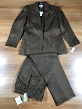 Vintage Talbots Petites Size 4 Womens Brown Suit Made In Thailand Hong Kong