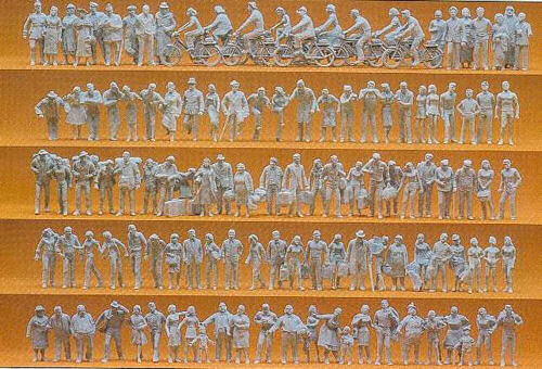 Preiser 16337 Passengers & Passers By Figures - Unpainted (Pk120) OO/HO Gauge