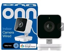 ONN Indoor Camera Wired, 1080p HDR Video, with Google Home and Gemini