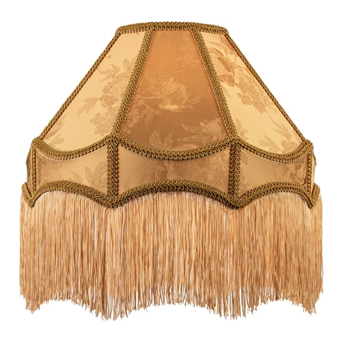 Gold Faux Silk Large Victorian Lamp Shade with Textured Floral Decor by Happy...