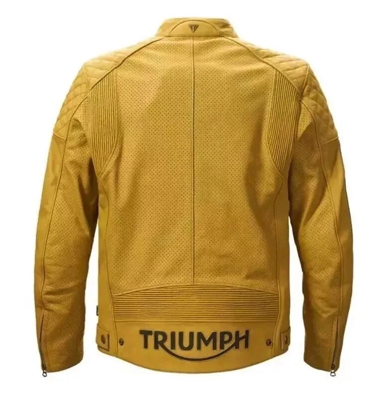Chaqueta de cuero Triumph para carreras de motociclista chaqueta de cuero de vaca real Foto 2 de 4