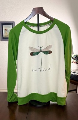 Exclusive ''be kind'' Women's Green & White Lightweight Sweatshirt Size L (AA11)