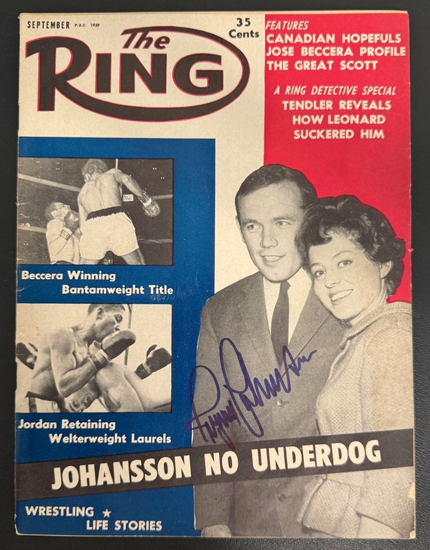INGEMAR JOHANSSON Autographed Signed 1959 Complete RING Magazine HW Champion