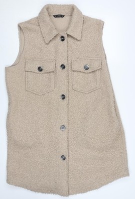 Dunnes Damen Weste beige Fleece mit Knöpfen L ärmellos Freizeit
