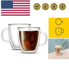 Savor Double Wall Insulated Glasses - Coffee Mugs Set of 2 - 13.5-Ounces