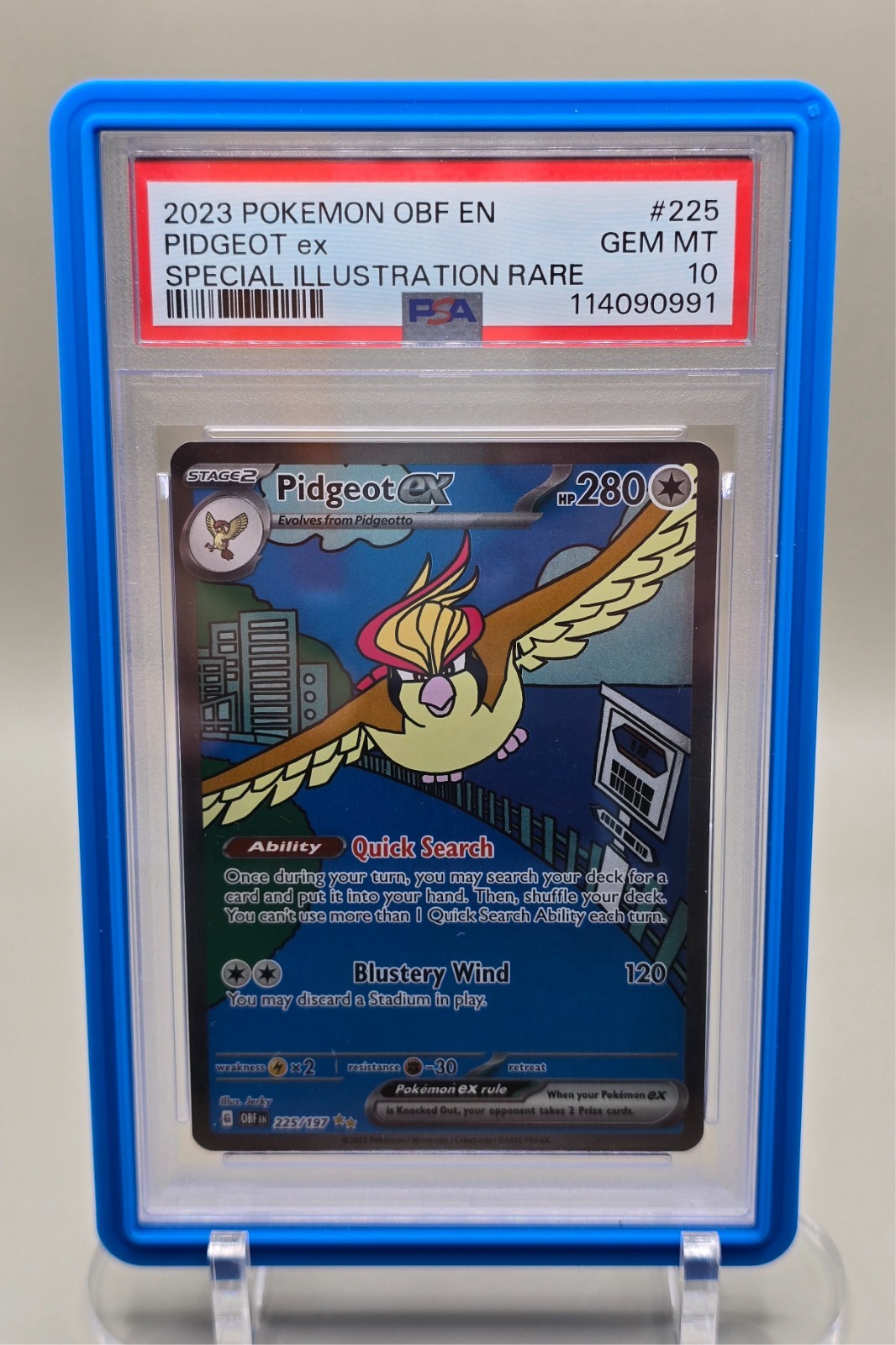Pidgeot ex 225/197 SV: Obsidian Flame Holo SIR Pokémon Card - PSA 10