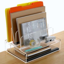 Desk Organizers and Accessories, Acrylic File Folder Rack with 3 Vertical Fil...
