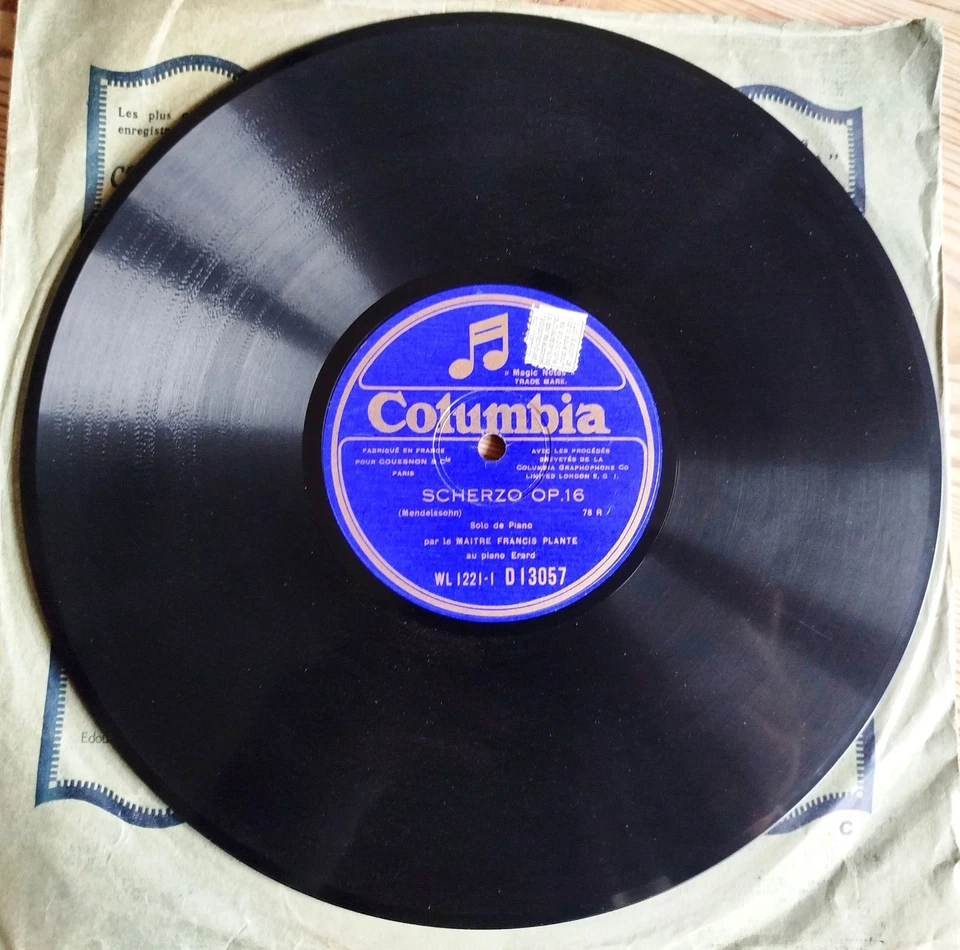10" 78 RPM FRANCIS PLANTE ( Piano ) Mendelssohn,Scherzo Op.16 - COLUMBIA D 13057 - Photo 4/4