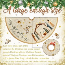 Christmas Tree Skirt Nativity Scene,Jesus Christmas Tree Skirt 48Inch,Vintage Me