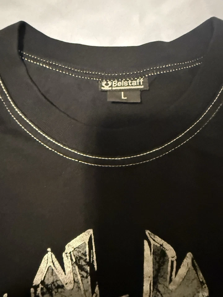 Camiseta preta Belstaff feita na Itália: nova vintage. Ajuste grande. - Imagem 2 de 4